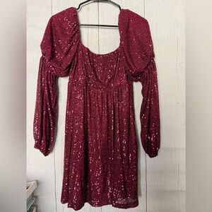 Altar’d State Burgundy Small sparkly dress deep red Sequin party dress